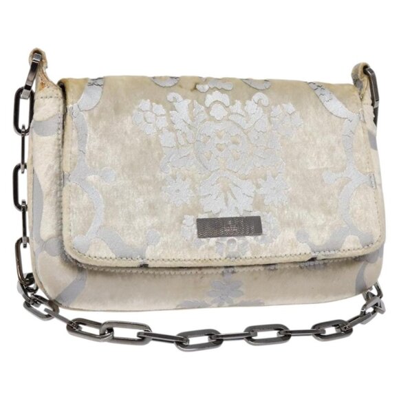 GUCCI Chain Shoulder Bag Velor White 007 2033 1705 Auth 138324 - Picture 1 of 16